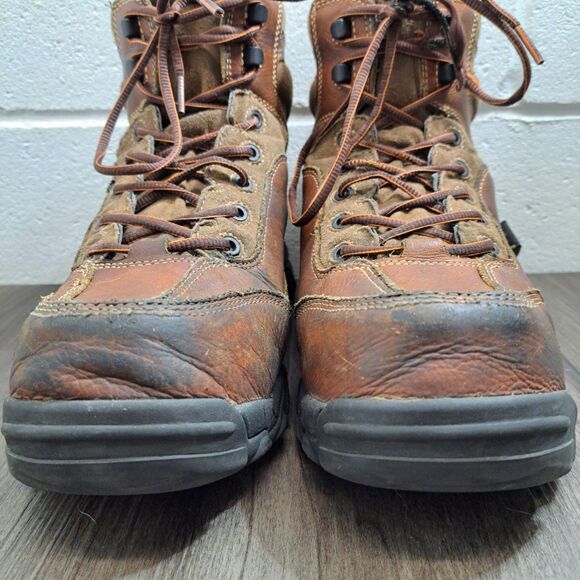 Hytest Steel Toe Boots. Brown Leather Lace Up Safty Shoes Men's Size 7 Wide - Picture 4 of 10